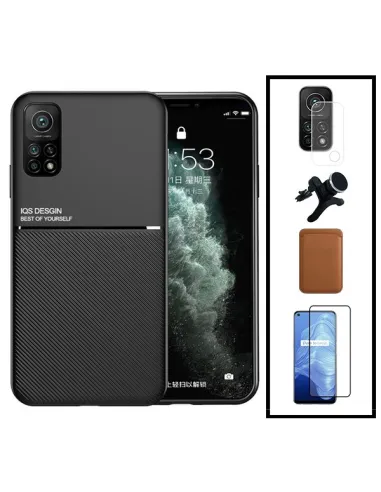 Kit Capa Magnetic Lux + Magn Wallet Castanho + Vidro + P. de Câmara + Sup Magn Reforçado para Xiaomi Mi 10T 5G