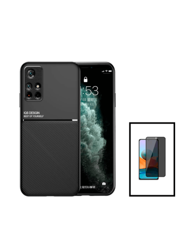 Kit Capa Magnetic Lux + Anti-Spy 5D Full Cover para Xiaomi Poco M4 Pro - Preto