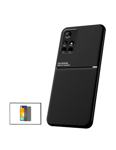 Kit Capa Magnetic Lux + Anti-Spy 5D Full Cover para Xiaomi Poco M4 Pro 5G