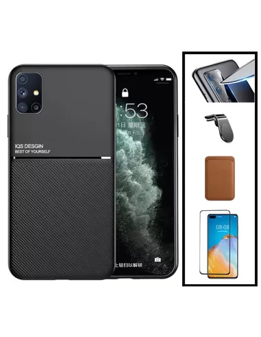 Kit Capa Magnetic Lux + Magn Wallet Castanho + Vidro + P de Câmara + Sup Magn L para Huawei P40 Pro