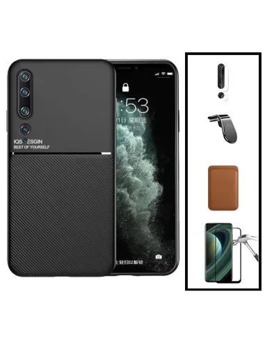 Kit Capa Magnetic Lux + Magn Wallet Castanho + Vidro + P de Câmara + Sup Magn L para Xiaomi Mi 10 Ultra