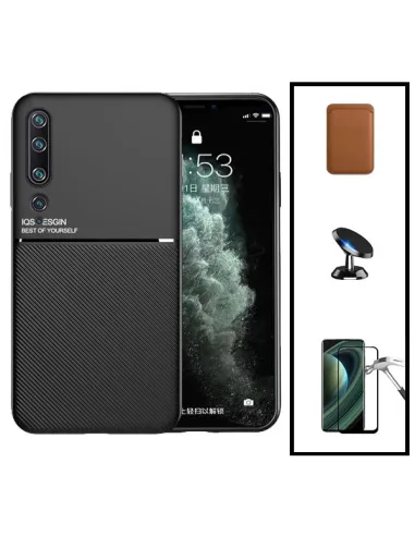 Kit Capa Magnetic Lux + Magnetic Wallet Castanho + Vidro Full Cover + Suporte Magnético para Xiaomi Mi 10 Pro 5G