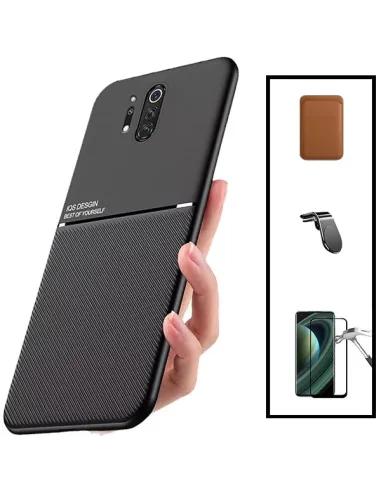 Kit Capa Magnetic Lux + Magn Wallet Castanho + Vidro + Sup Magn L para OnePlus 8 Pro