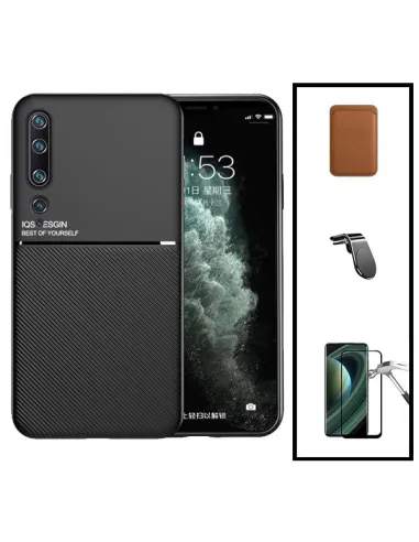 Kit Capa Magnetic Lux + Magn Wallet Castanho + Vidro + Sup Magn L para Xiaomi Mi 10 Pro 5G