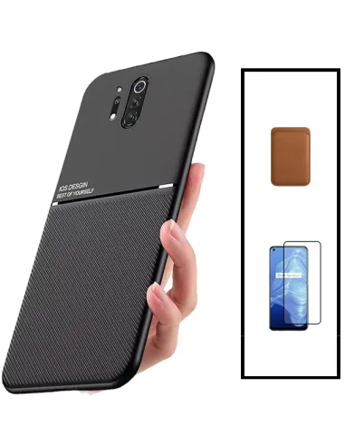 Kit Capa Magnetic Lux + Magnetic Wallet Castanho + Vidro Full Cover para OnePlus 8 Pro