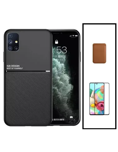 Kit Capa Magnetic Lux + Magnetic Wallet Castanho + Vidro Full Cover para Samsung Galaxy A71 5G