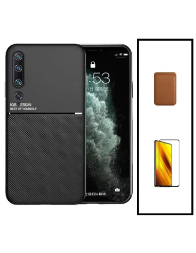 Kit Capa Magnetic Lux + Magnetic Wallet Castanho + Vidro Full Cover para Xiaomi Mi 10 Pro 5G