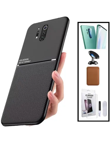 Kit Capa Magnetic Lux + Magn Wallet Castanho + UV + P. de Câmara + Sup Magn para OnePlus 8 Pro