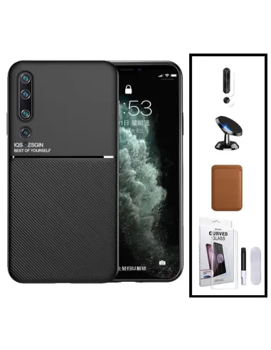 Kit Capa Magnetic Lux + Magn Wallet Castanho + UV + P. de Câmara + Sup Magn para Xiaomi Mi 10 5G