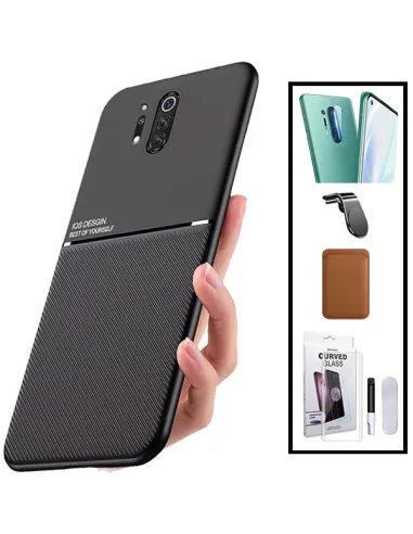 Kit Capa Magnetic Lux + Magn Wallet Castanho + UV + P. de Câmara + Sup Magn L para OnePlus 8 Pro