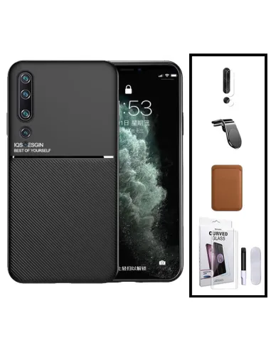 Kit Capa Magnetic Lux + Magn Wallet Castanho + UV + P. de Câmara + Sup Magn L para Xiaomi Mi 10 Pro 5G