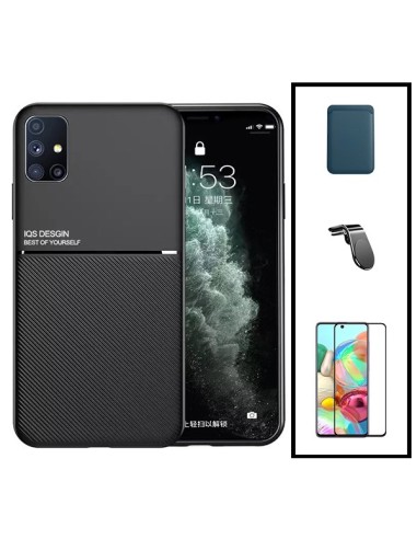 Kit Capa Magnetic Lux + Magnetic Wallet Azul + 5D Full Cover + Suporte Magnético L Safe Driving para Huawei P40 Pro