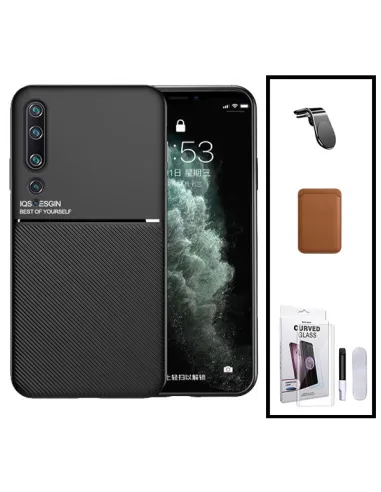 Kit Capa Magnetic Lux + Magn Wallet Castanho + UV + Sup Magn L para Xiaomi Mi 10 5G