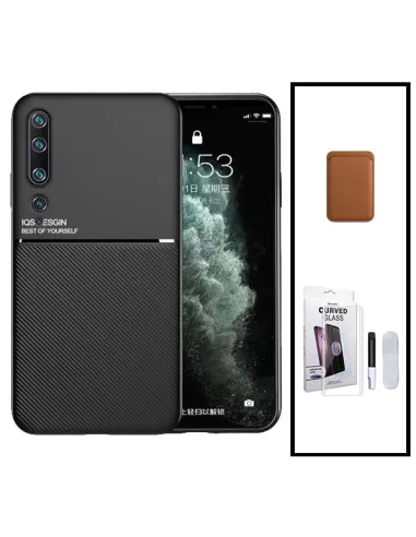 Kit Capa Magnetic Lux + Magnetic Wallet Castanho + Película Curved UV para Xiaomi Mi 10 Pro 5G