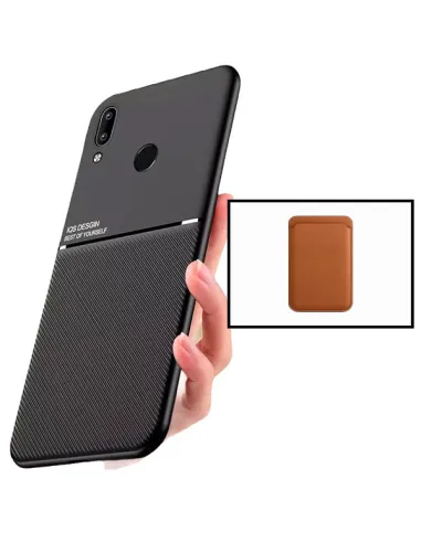 Kit Capa Magnetic Lux + Magnetic Wallet Castanho para Huawei P Smart 2019