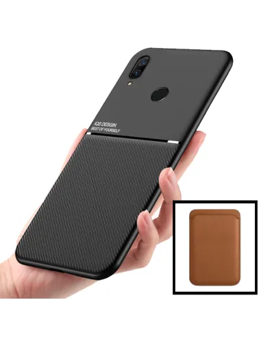 Kit Capa Magnetic Lux + Magnetic Wallet Castanho para Huawei P Smart Z