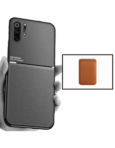 Kit Capa Magnetic Lux + Magnetic Wallet Castanho para Huawei P30 Pro