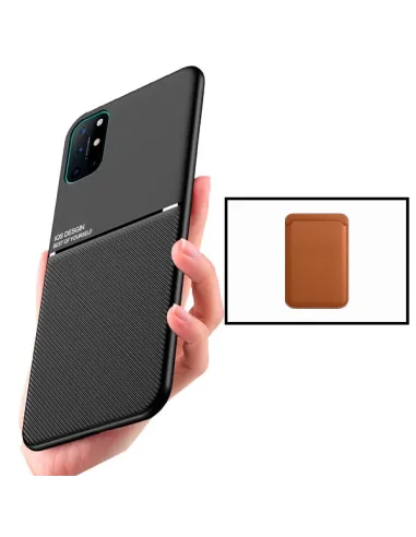 Kit Capa Magnetic Lux + Magnetic Wallet Castanho para OnePlus 8T