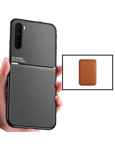 Kit Capa Magnetic Lux + Magnetic Wallet Castanho para OnePlus Nord