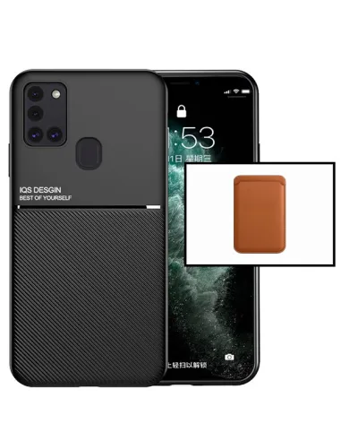 Kit Capa Magnetic Lux + Magnetic Wallet Castanho para Samsung Galaxy M30s