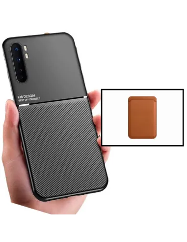 Kit Capa Magnetic Lux + Magnetic Wallet Castanho para Xiaomi Mi Note 10 Lite