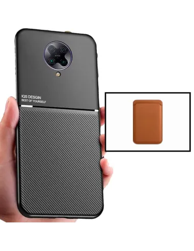 Kit Capa Magnetic Lux + Magnetic Wallet Castanho para Xiaomi Poco F2 Pro