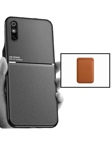 Kit Capa Magnetic Lux + Magnetic Wallet Castanho para Xiaomi Redmi 9A