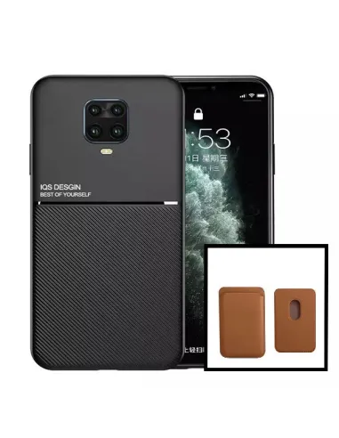 Kit Capa Magnetic Lux + Magnetic Wallet Castanho para Xiaomi Redmi Note 9 Pro