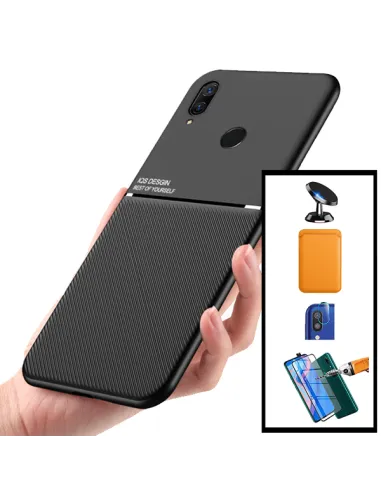 Kit Capa Magnetic Lux + Magn Wallet Laranja + Vidro + P. de Câmara + Sup Magn para Huawei P Smart Z