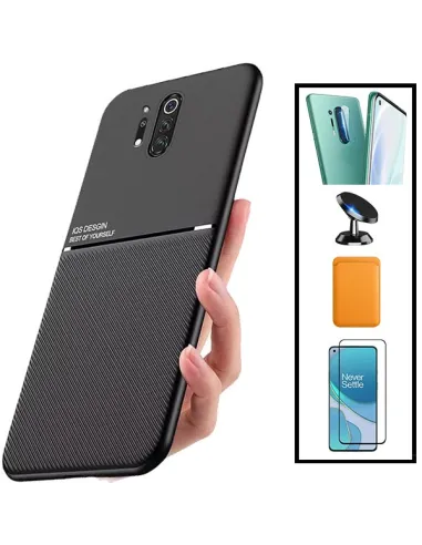 Kit Capa Magnetic Lux + Magn Wallet Laranja + Vidro + P. de Câmara + Sup Magn para OnePlus 8 Pro