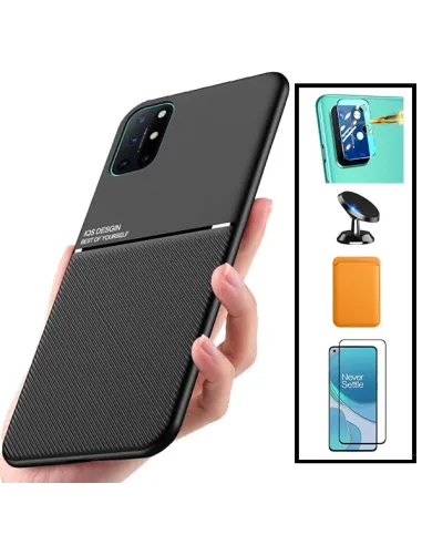 Kit Capa Magnetic Lux + Magn Wallet Laranja + Vidro + P. de Câmara + Sup Magn para OnePlus 8T