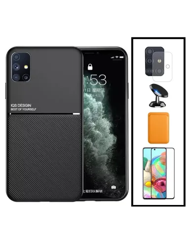 Kit Capa Magnetic Lux + Magn Wallet Laranja + Vidro + P. de Câmara + Sup Magn para Samsung Galaxy A71 5G