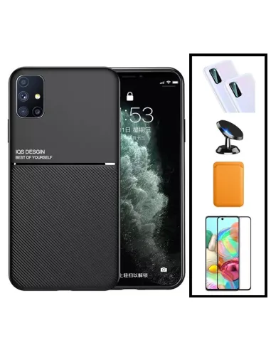 Kit Capa Magnetic Lux + Magn Wallet Laranja + Vidro + P. de Câmara + Sup Magn para Samsung Galaxy M21