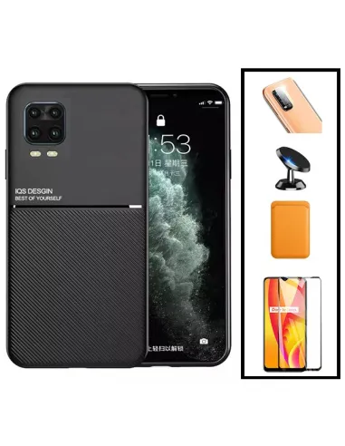 Kit Capa Magnetic Lux + Magn Wallet Laranja + Vidro + P. de Câmara + Sup Magn para Xiaomi Mi 10 Lite Zoom