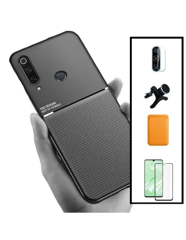 Kit Capa Magnetic Lux + Magn Wallet Laranja + Vidro + P. de Câmara + Sup Magn Reforçado para Huawei P30 Lite New Edition