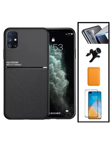 Kit Capa Magnetic Lux + Magn Wallet Laranja + Vidro + P. de Câmara + Sup Magn Reforçado para Huawei P40 Pro+