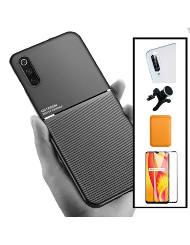 Kit Capa Magnetic Lux + Magn Wallet Laranja + Vidro + P. de Câmara + Sup Magn Reforçado para Samsung Galaxy A30s