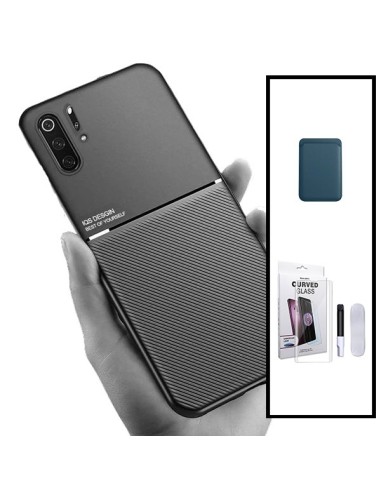 Kit Capa Magnetic Lux + Magnetic Wallet Azul + Película de Vidro Nano Curved UV para Huawei P30 Pro New Edition