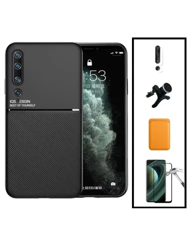 Kit Capa Magnetic Lux + Magn Wallet Laranja + Vidro + P. de Câmara + Sup Magn Reforçado para Xiaomi Mi 10 5G