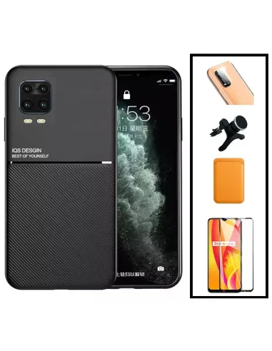 Kit Capa Magnetic Lux + Magn Wallet Laranja + Vidro + P. de Câmara + Sup Magn Reforçado para Xiaomi Mi 10 Lite 5G