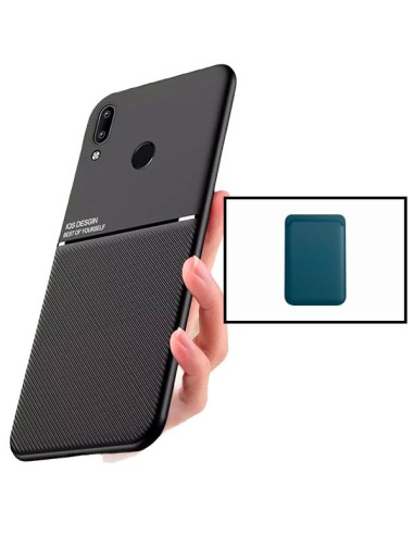 Kit Capa Magnetic Lux + Magnetic Wallet Azul para Huawei P Smart 2019