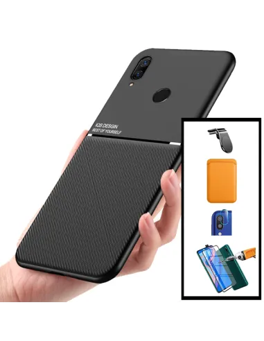 Kit Capa Magnetic Lux + Magn Wallet Laranja + Vidro + P. de Câmara + Sup Magn L para Huawei P Smart Z