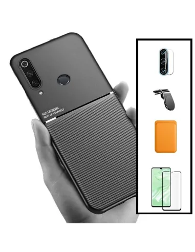 Kit Capa Magnetic Lux + Magn Wallet Laranja + Vidro + P. de Câmara + Sup Magn L para Huawei P30 Lite