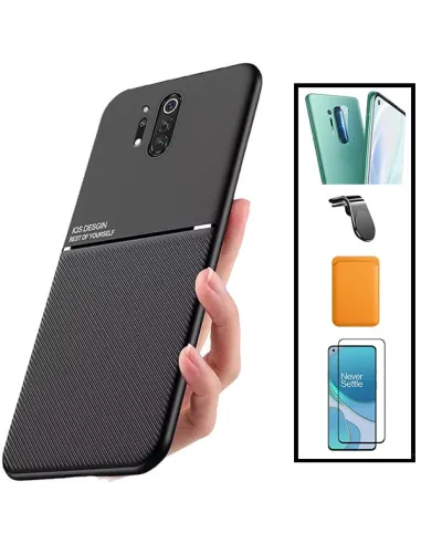 Kit Capa Magnetic Lux + Magn Wallet Laranja + Vidro + P. de Câmara + Sup Magn L para OnePlus 8 Pro