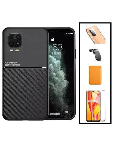 Kit Capa Magnetic Lux + Magn Wallet Laranja + Vidro + P. de Câmara + Sup Magn L para Xiaomi Mi 10 Youth 5G