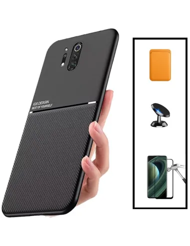 Kit Capa Magnetic Lux + Magnetic Wallet Laranja + Vidro Full Cover + Suporte Magnético para OnePlus 8 Pro