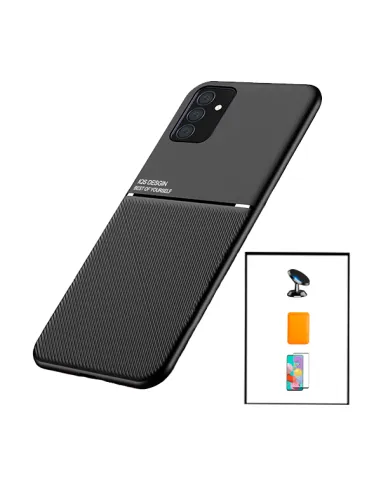 Kit Capa Magnetic Lux + Magnetic Wallet Laranja + Vidro Full Cover + Suporte Magnético para Samsung Galaxy M52 5G