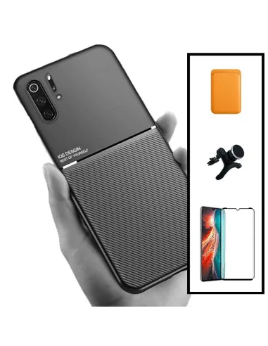 Kit Capa Magnetic Lux + Magn Wallet Laranja + Vidro + Sup Magn Reforçado para Huawei P30 Pro