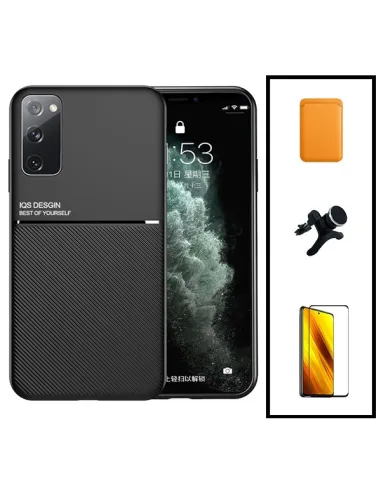 Kit Capa Magnetic Lux + Magn Wallet Laranja + Vidro + Sup Magn Reforçado para Samsung Galaxy Note 20