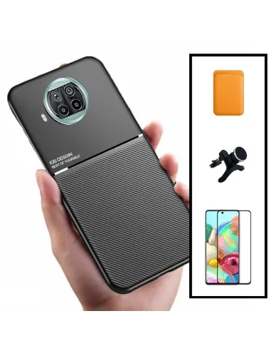 Kit Capa Magnetic Lux + Magn Wallet Laranja + Vidro + Sup Magn Reforçado para Xiaomi Mi 10T Lite 5G